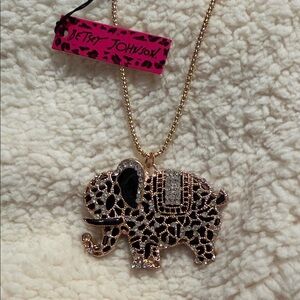 Betsey Johnson Black and Gold Elephant Necklace